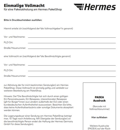 hermes vollmacht formular pdf